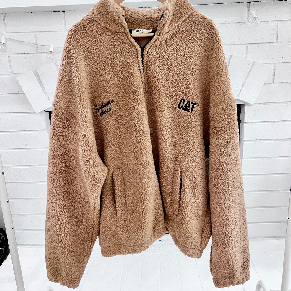 CAT High Pile Fleece Half Zip Mock Neck Pullover